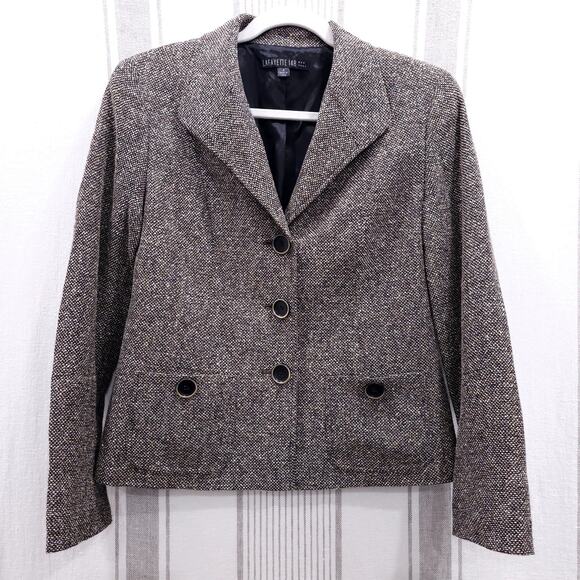 Y2K LAFAYETTE 148 NY Blazer Womens 4 Cropped Academia Tweed‎ - Picture 1 of 7